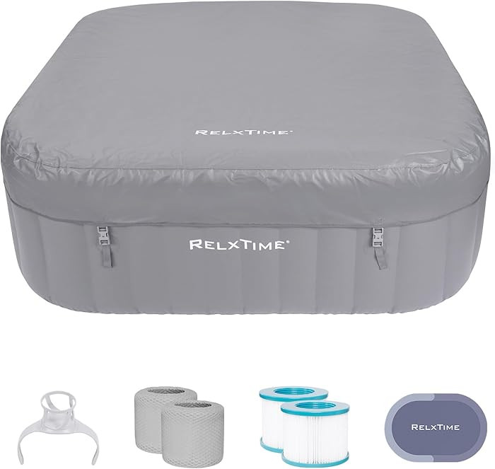 Portable Hot Tub 4 to 6 Person, Inflatable Outdoor Spa, 130 Air Jets Built in Heater Pump, Blow U... | Amazon (US)