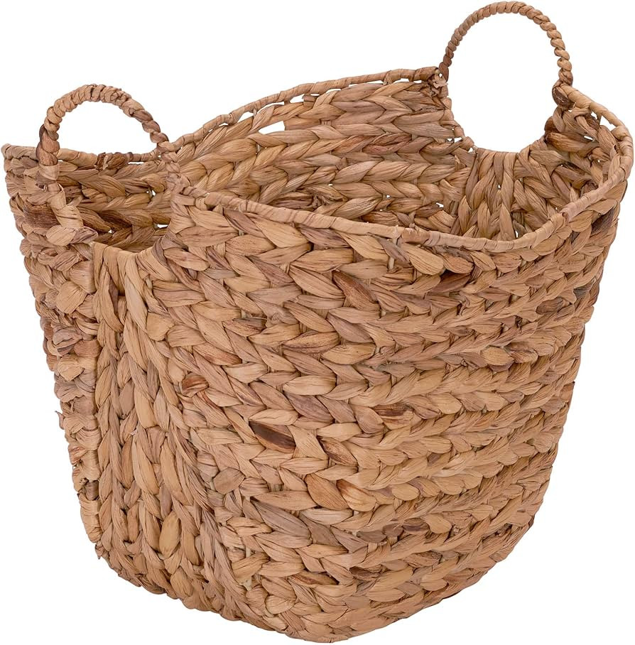 Household Essentials ML-4002 Tall Water Hyacinth Wicker Basket with Handles | Natural, Brown, Nat... | Amazon (US)