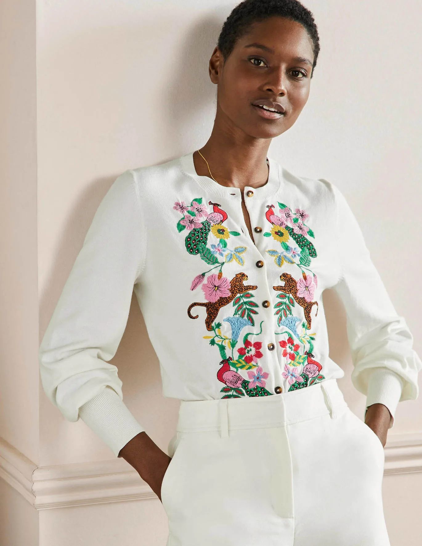 Embroidered Blouson Cardigan | Boden (UK & IE)