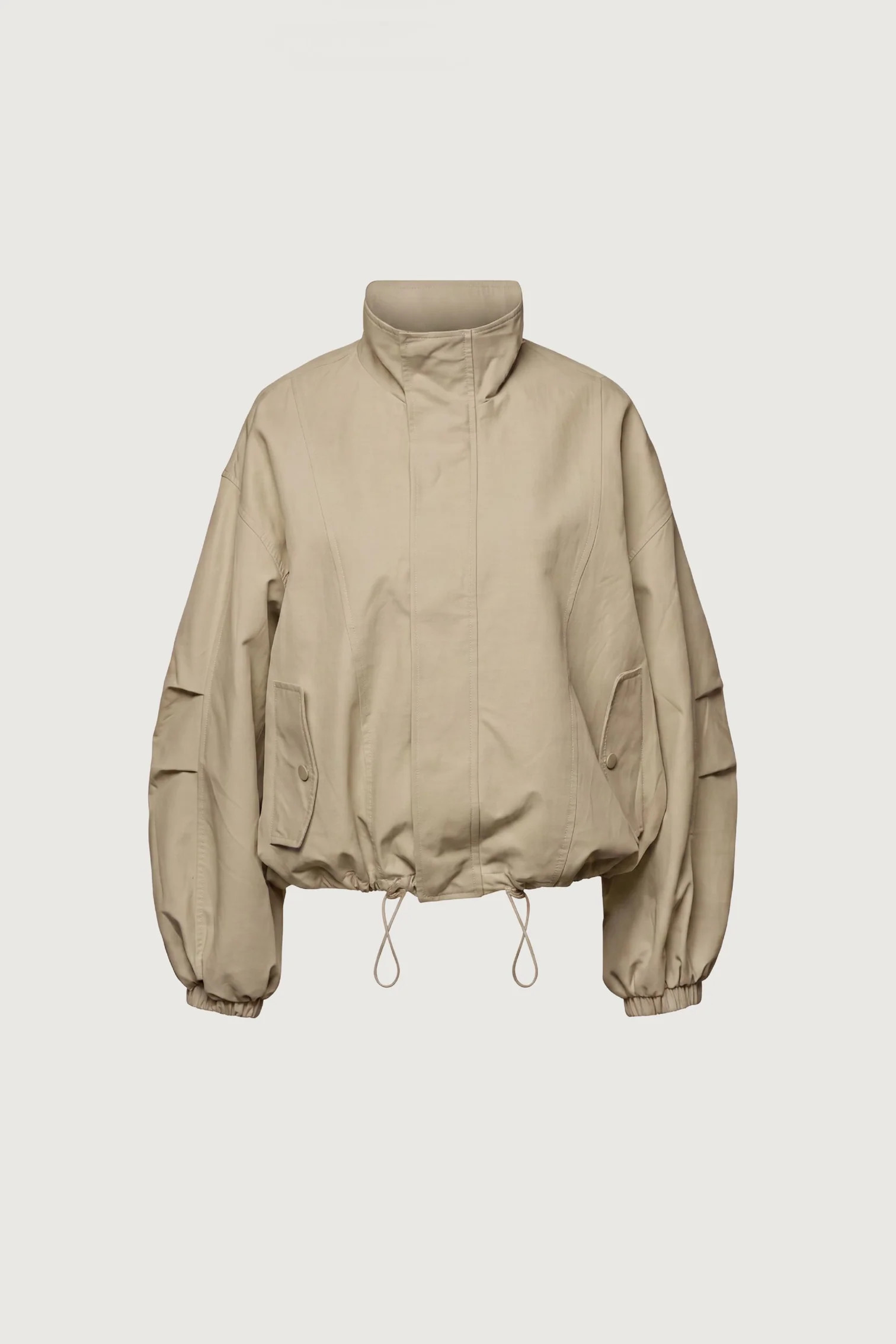 HIGH FUNNEL NECK CROPPED DRAWSTRING JACKET | OAK + FORT