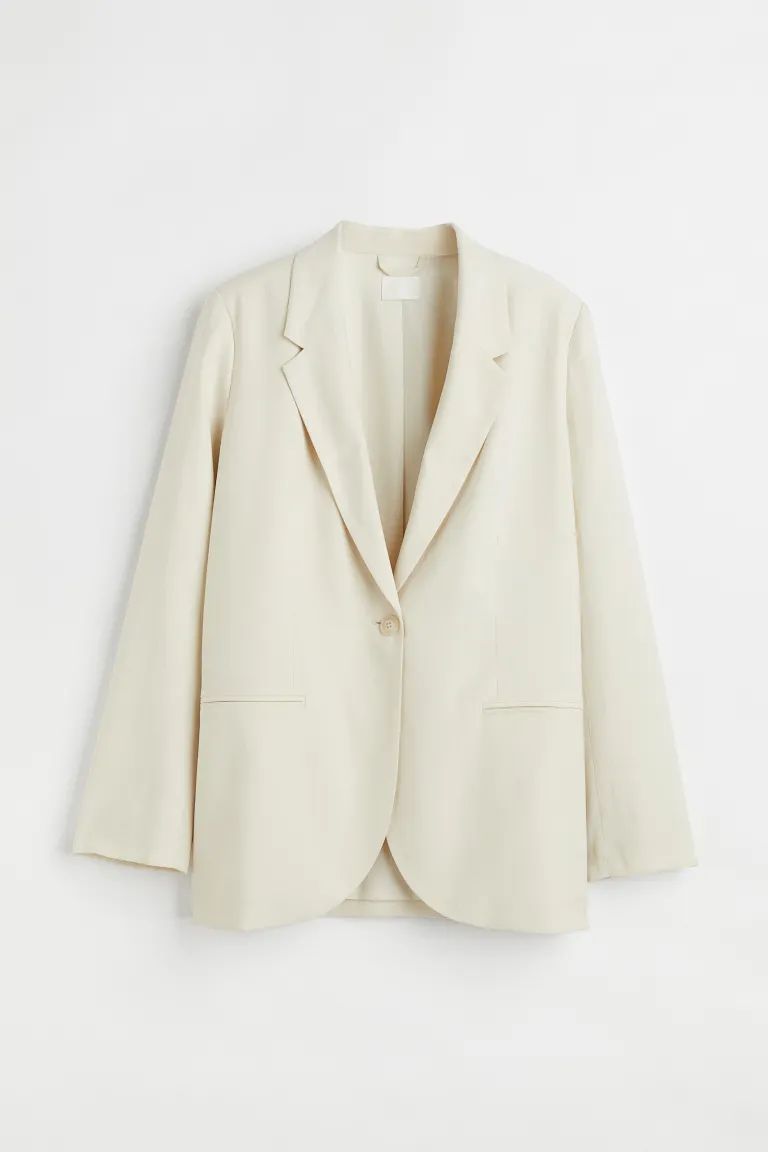 Conscious choice  New ArrivalStraight-cut, single-breasted blazer in a woven lyocell and cotton b... | H&M (US + CA)