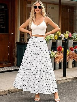 Arolina Women's Summer Maxi Skirt Trendy High Waist Pleated Ruffle Long Skirts Flowy Beach Boho S... | Amazon (US)