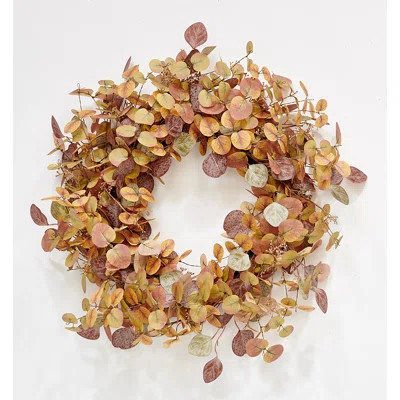 24" Fall Harvest Artificial Eucalyptus & Seed Wreath on Natural Twig Base | Wayfair North America