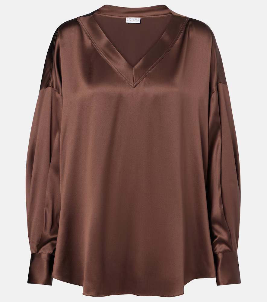 Brunello Cucinelli Silk satin blouse | Mytheresa (US/CA)