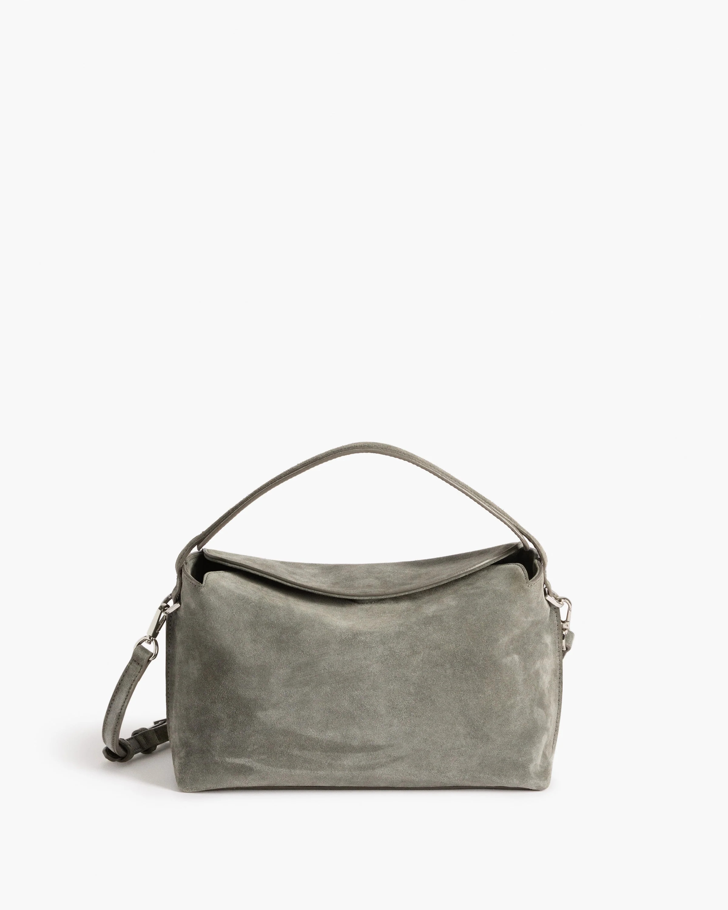 Hera Handbag Suede Grey Bag | Flattered