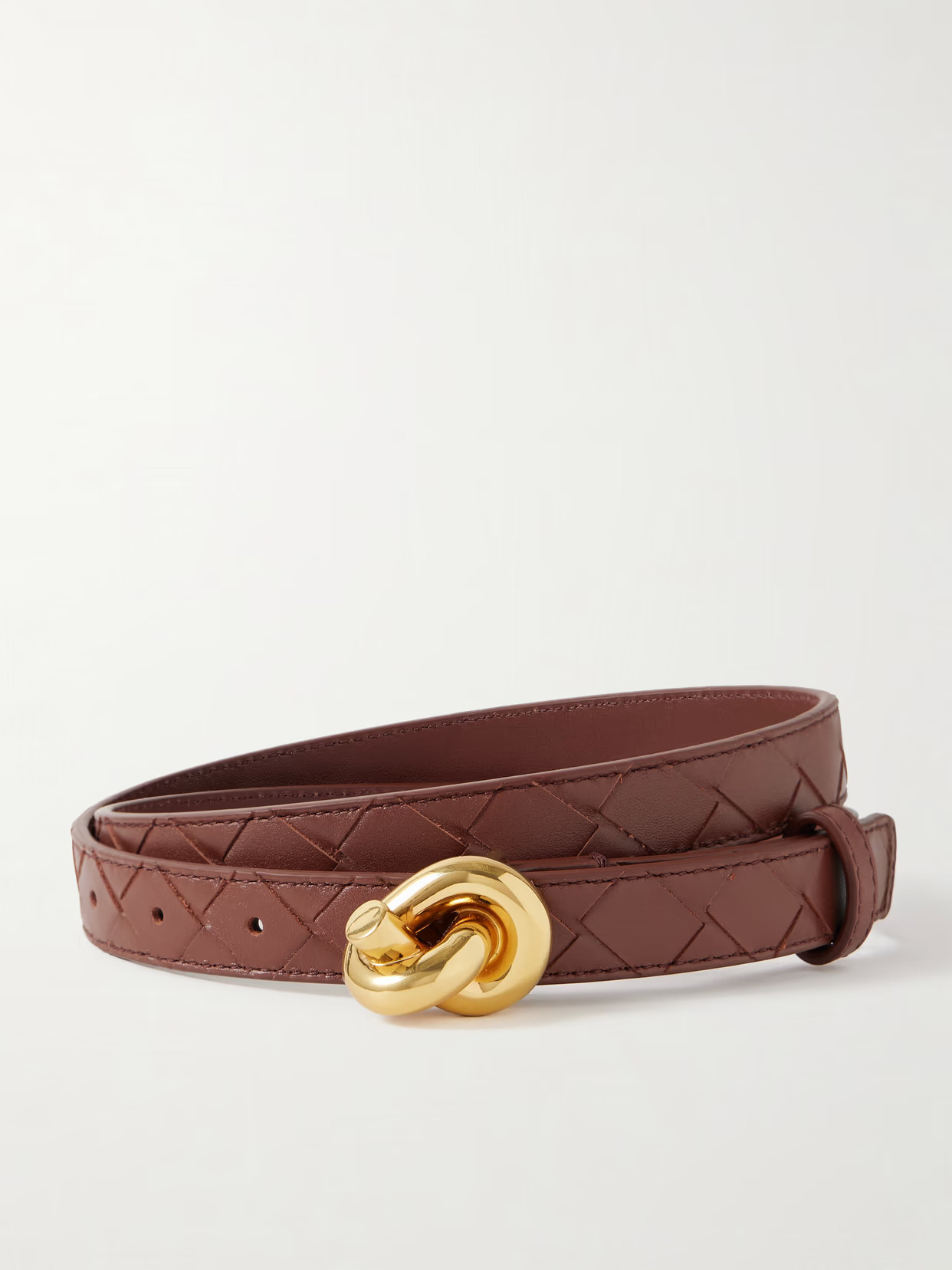 Bottega Veneta - Knot Intrecciato Leather Belt - Brown | NET-A-PORTER (US)