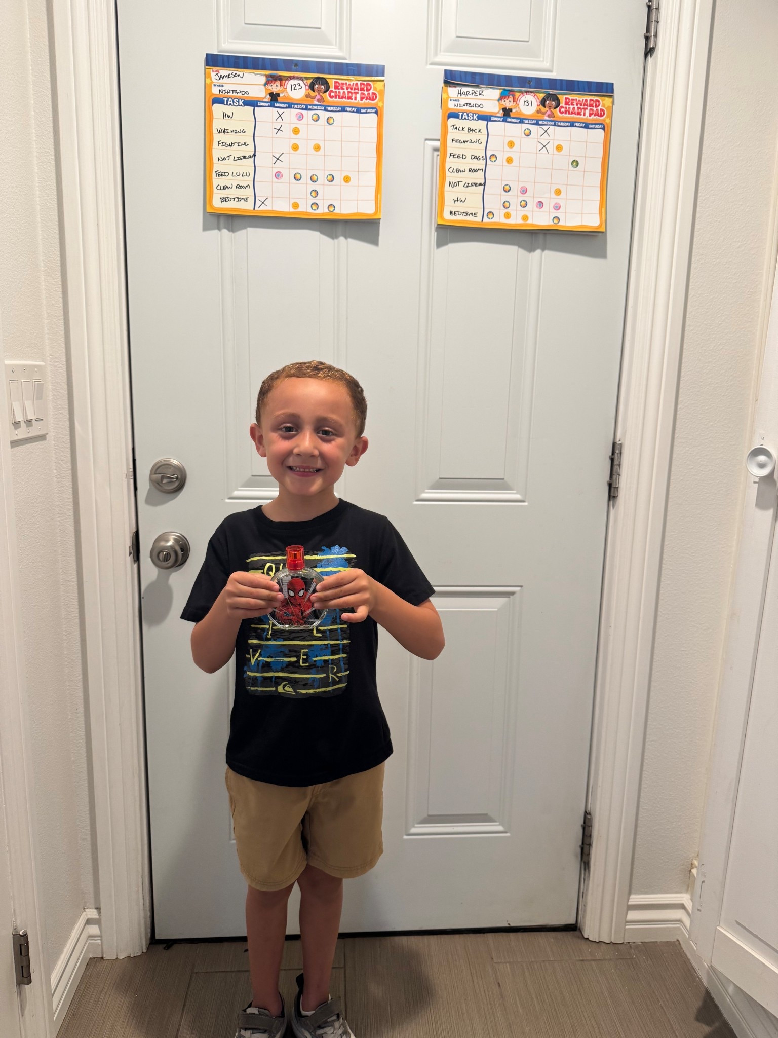 Kids behavior chart, kids cologne, spider man, kids, family 