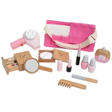 Kids Wooden Makeup Kit for Girl Remover Real Princess Set Birthday Toy | Walmart (US)