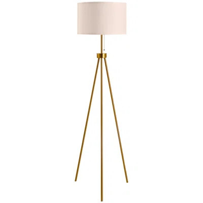 59.75" Standing Floor Lamp Fabric Lampshade Steel Tripod, Gold | Wayfair North America