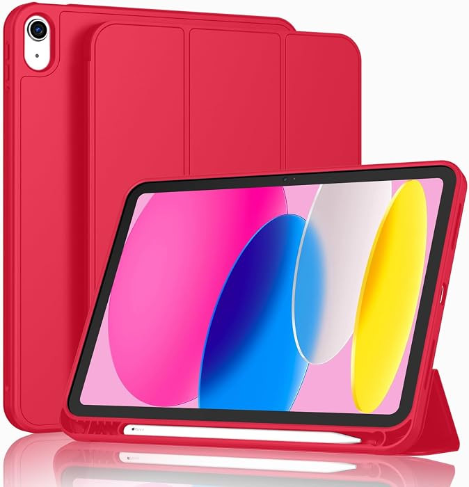 Case for iPad (A16) 11 Inch 2025/iPad 10th Generation 10.9 Inch 2022, Slim Trifold Stand Protective Cover with Pencil Holder and Soft TPU Back,Support Auto Sleep/Wake (Red) | Amazon (US)
