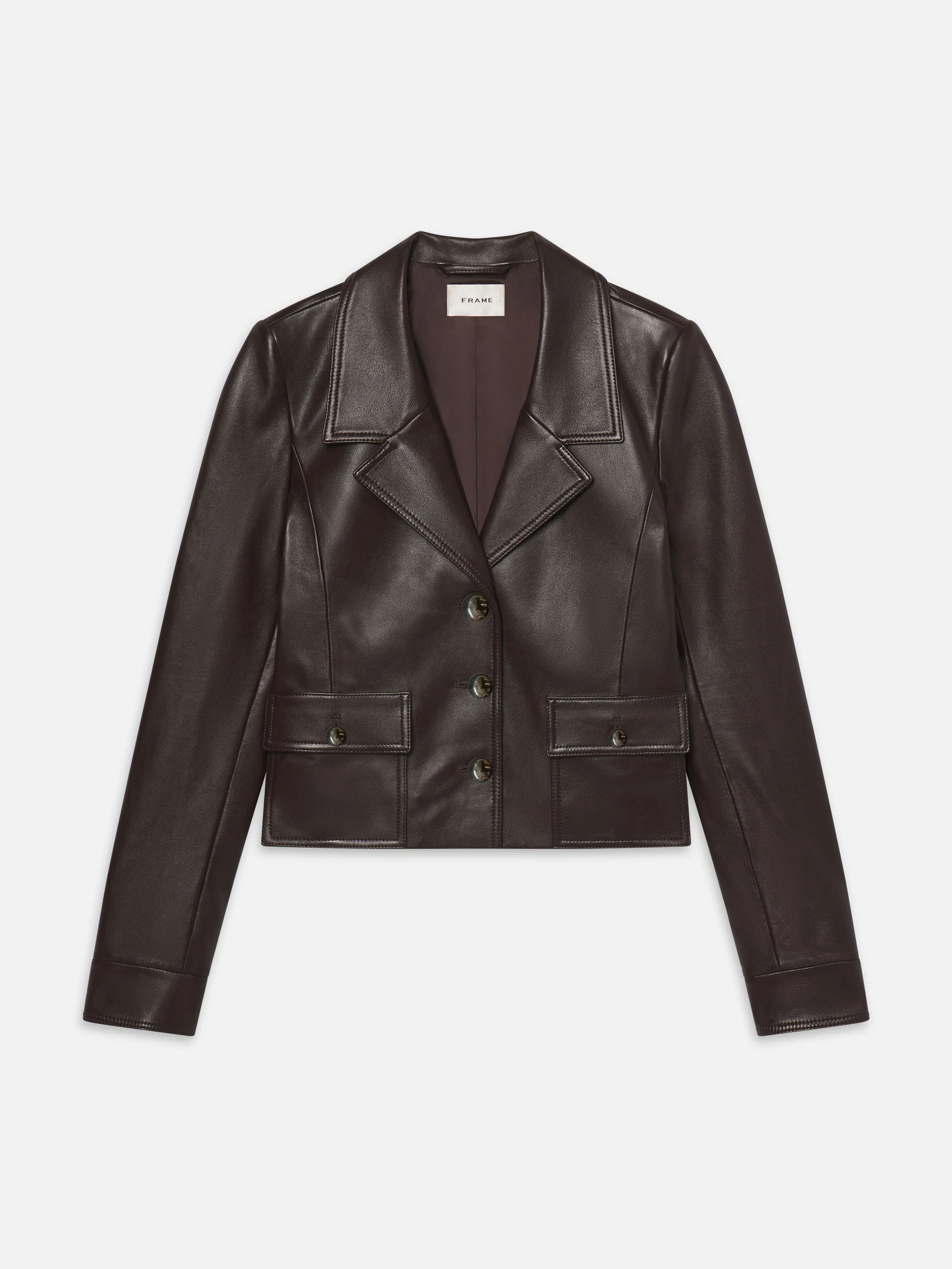 The Leather Cuffed Jacket -- Dark Brown | Frame Denim