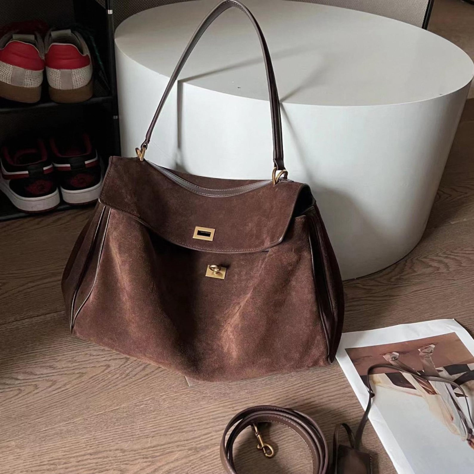 Suede Leather Tote Bag, Large Minimalist Underarm Bag, Women's Shoulder Bag, Commuter Bag | Etsy (Global)