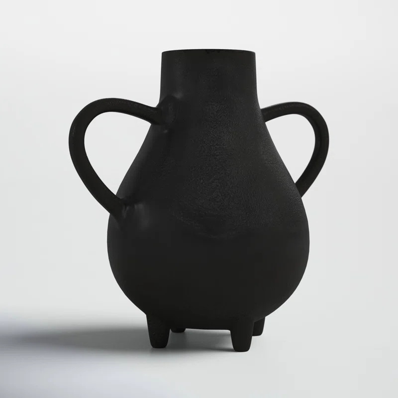 Manno 8.7"L X 4.7"W X 8.3"H Black Two Handled Vase Decorative Object | Wayfair North America