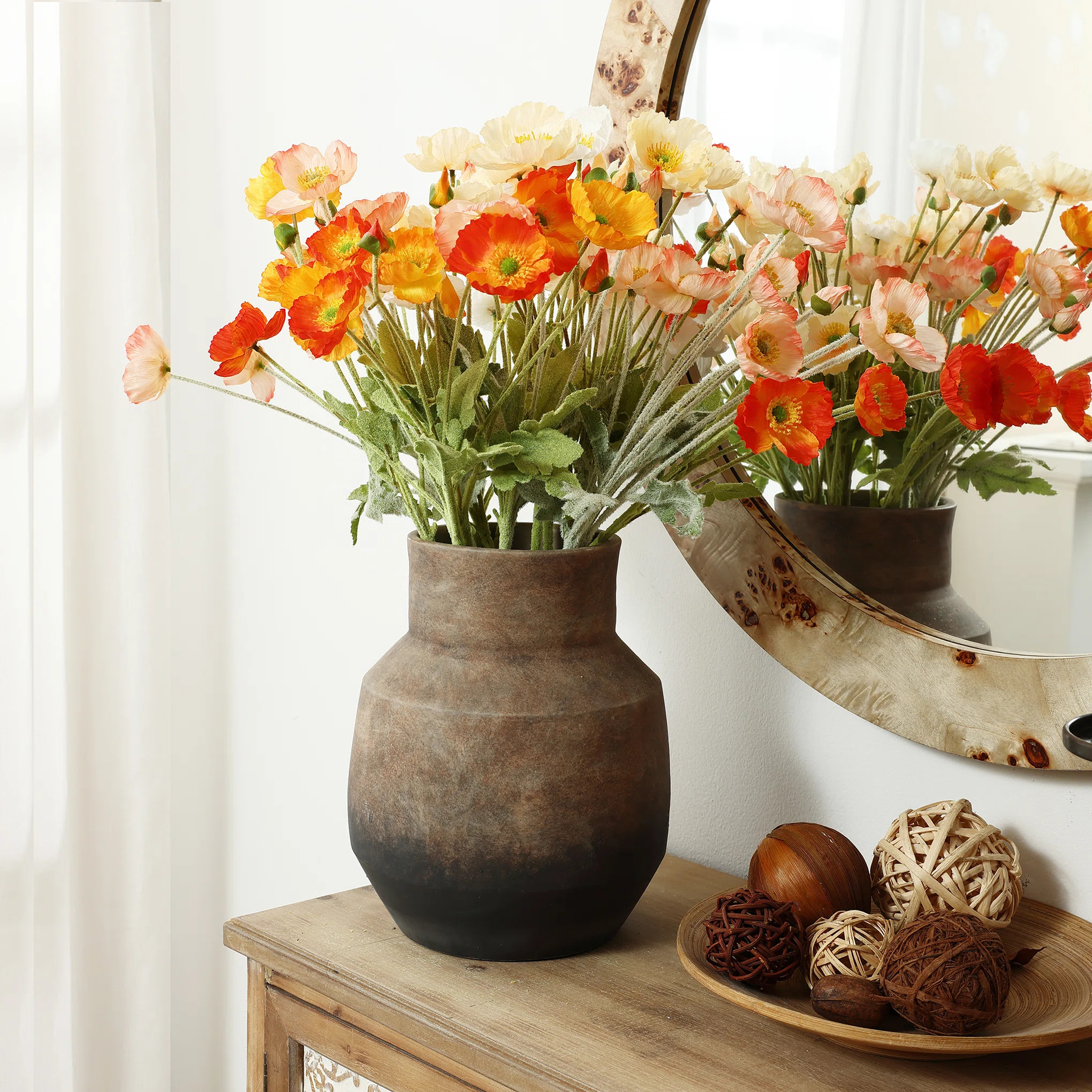 Brown Ombre Terracotta 9.6-Inch Round Bowl Vase | Wayfair North America