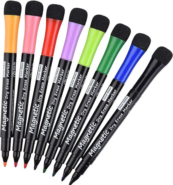 Magnetic Dry Erase Markers, (8 pk) Dealkits Low Odor White Board Markers Whiteboard with Erasers ... | Amazon (US)