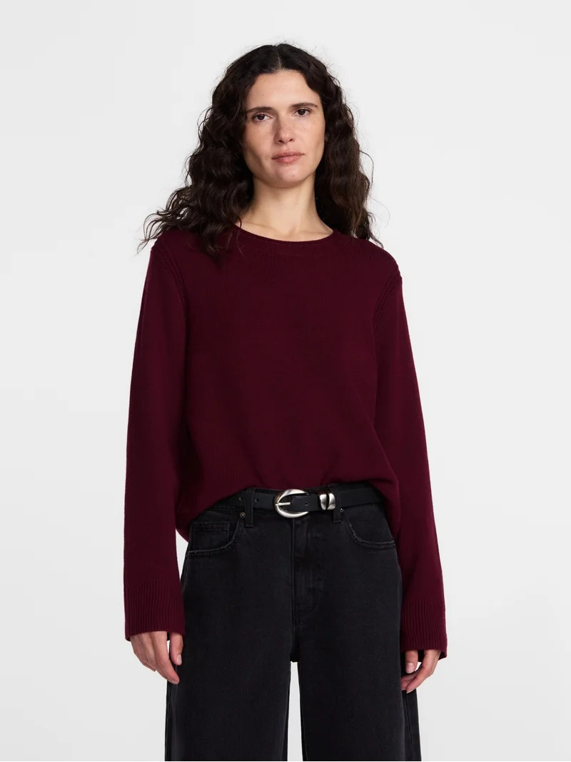 Scenario Women's and Women's Plus Cozy Crewneck Sweater with Long Sleeves, Sizes XS-4X | Walmart (US)