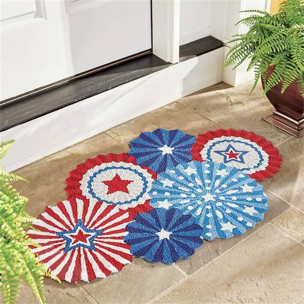 ASOBIMONO 4th of July Door Mat Star Decorative Entrance Mat Patriotic Welcome Mat Non Slip Washab... | Amazon (US)