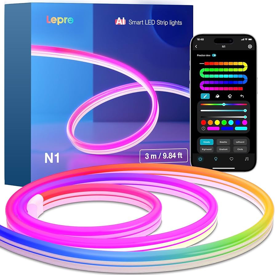 Lepro N1 AI Smart RGB Rope Lights for Christmas Decorations, LLM AI Generated Lighting, LightBeat... | Amazon (US)