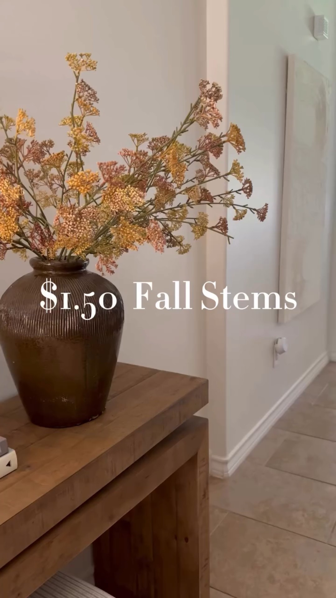 3 stems for $5? Don’t mind if I doooo!!! 🍂
I’m already incorporating more moody stems for fall coming up and these stems fit the look and price. These will be a top seller in fall. Grab yours now! 🙌🏻
.
.
.
#budgetfriendlydecor #affordablehomedecor  #stylewithme #dailyreels #reelsinstagram #homeinspo #reelitfeelit #interiorinspiration #designonadime #designonabudget #budgetfriendly #homedecor #boujieonabudget #makehomeyours #smmakelifebeautiful
#howedwell #howyouhome #myneutralhome #dailydecordose #ａｅｓｔｈｅｔｉｃ