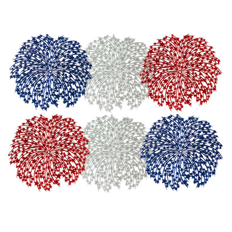 Patriotic Set of 6 Firework Vinyl Placemats | At Home