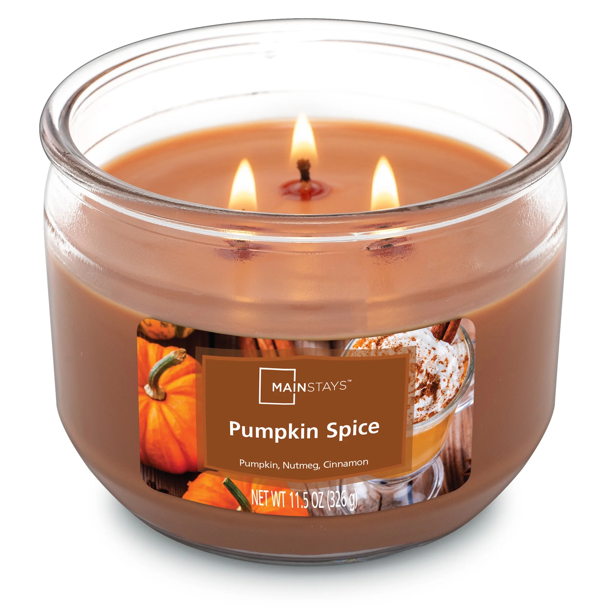 Mainstays Pumpkin Spice Scented 3 Wick Candle, 11.5 oz. | Walmart (US)