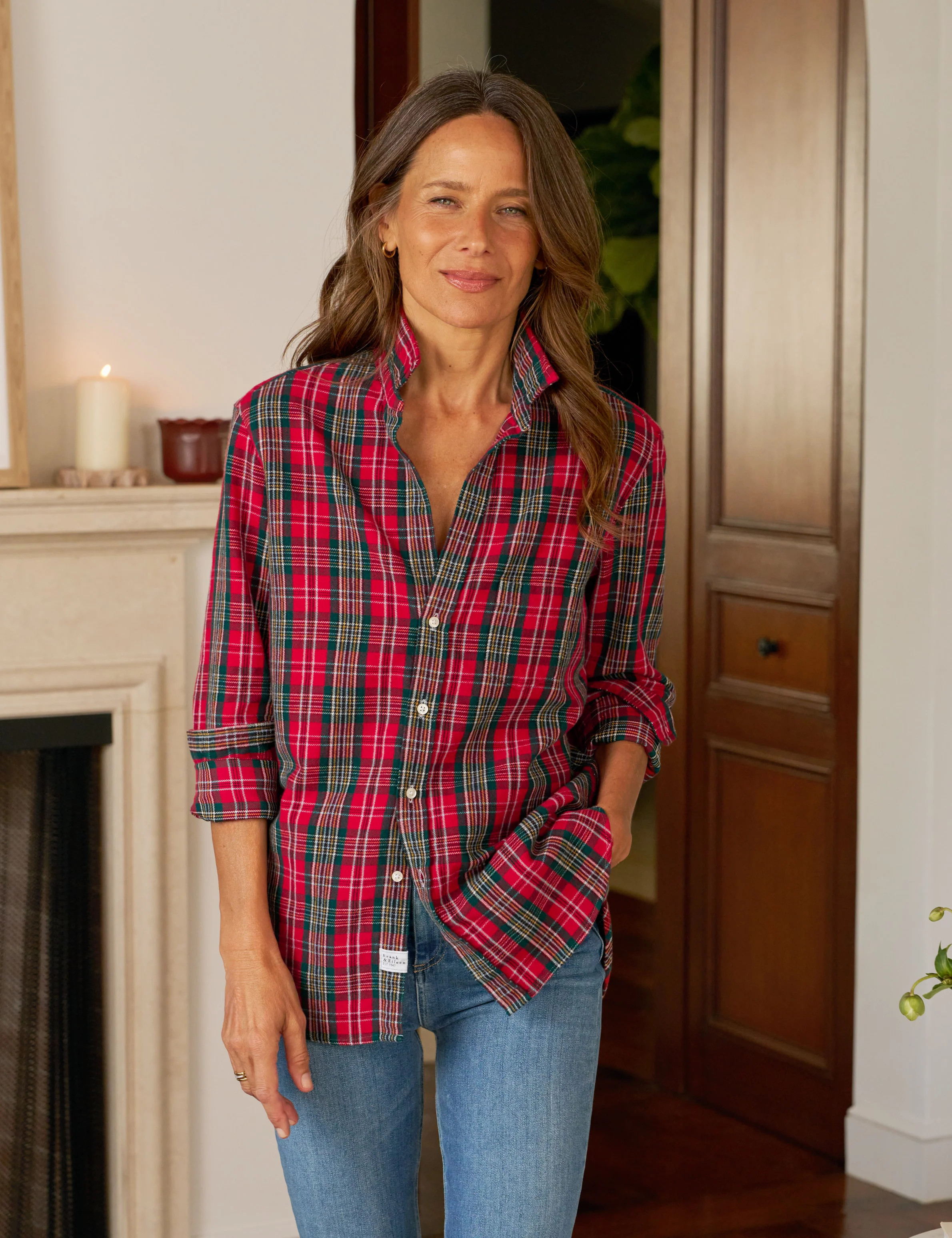 EILEEN Multicolor Red and Green Plaid, Italian Flannel | Frank & Eileen