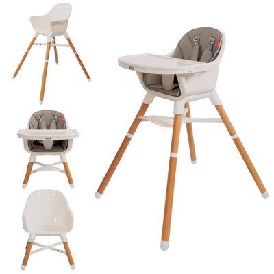 Nuby 4-in-1 Baby Standard High Chair Seat with Removable Tray - Gray: 5-Point Safety Harness, 33 lb Capacity | Target