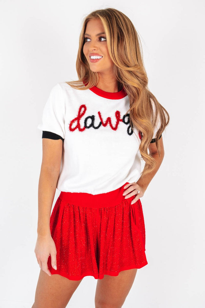 Queen Of Sparkles Short Sleeve Sweater - Dawgs | The Impeccable Pig