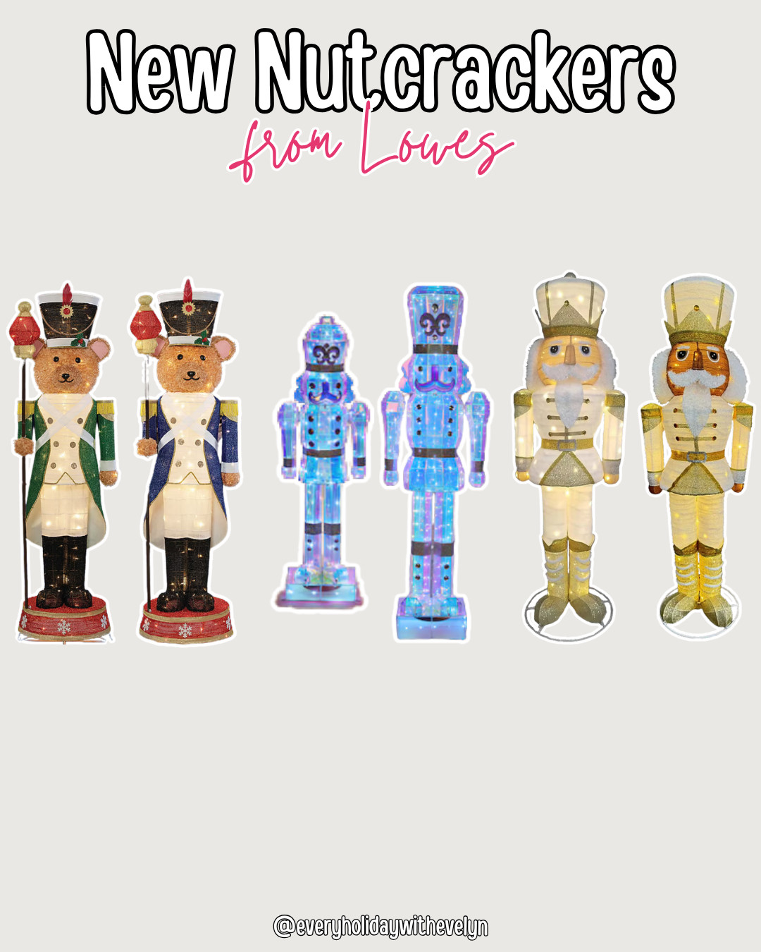 ✨ NEW Nutcrackers just dropped at Lowe’s! 🎄🫡
From glittery teddy guards to glowing pastels and elegant golds—this year’s lineup is stacked with holiday magic!

Whether you’re going classic, cozy, or full sparkle ✨ these cuties are ready to stand tall on your porch or by the tree.


#NutcrackerSeason #LTKholiday #lowesholidaydecor #christmasblowmolds #everyholidaywithevelyn

 

 #LTKSeasonal #LTKHome