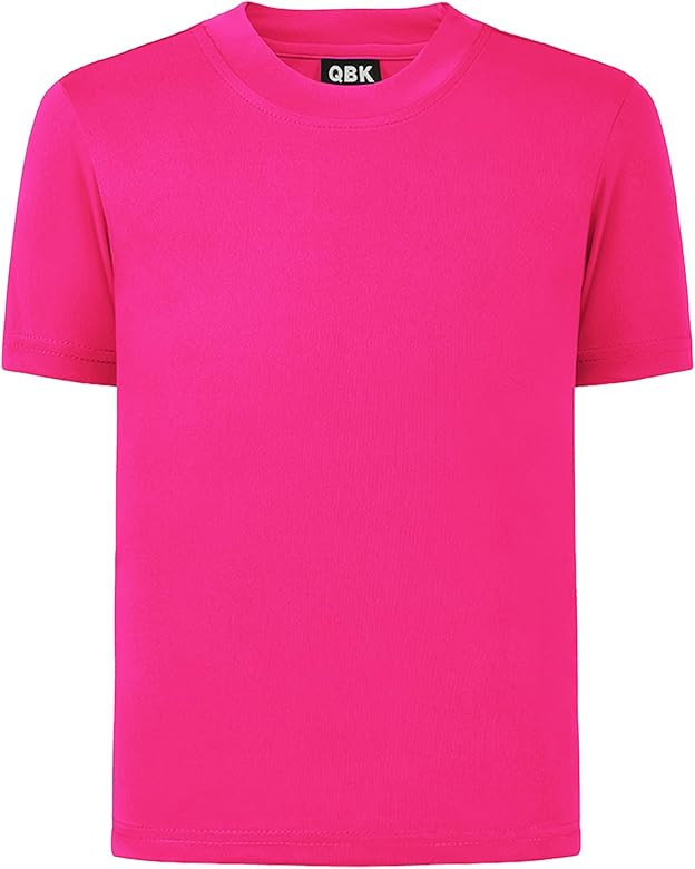 QBK 4T to Youth Neon Shirt Kids UPF 50+ Dry Fit Athletic Short Sleeve T Shirts for Boys and Girls | Amazon (US)