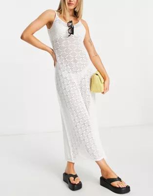 Topshop sheer knit maxi beach dress in white | ASOS (Global)