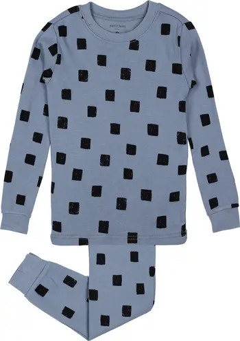 Petit Lem Kids' Square Print Organic Cotton Fitted Two-Piece Pajamas | Nordstrom | Nordstrom Canada