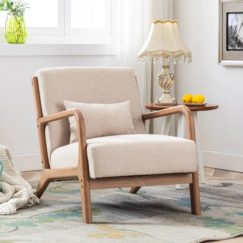Hertford Lyquinn 25.78'' Wide Linen Armchair With Solid Wood Foot | Wayfair North America