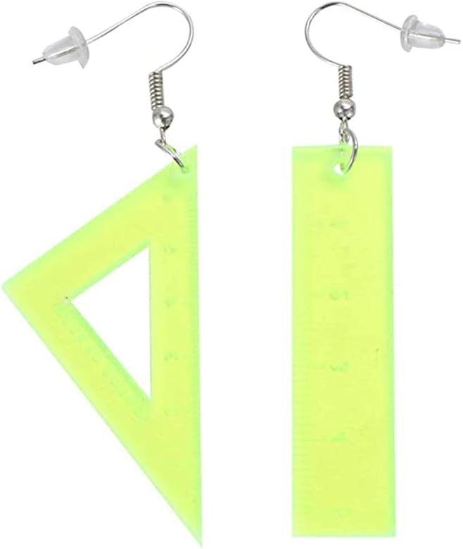 GUOXIAOMEI Asymmetrical Triangle Straight Ruler Earrings Dangle Earrings Neon Drop Earrings Math ... | Amazon (US)