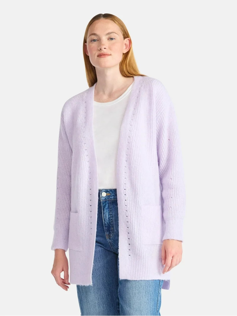 Time and Tru Women’s and Women’s Plus Super Soft Longline Cardigan Sweater, Lightweight, Size... | Walmart (US)