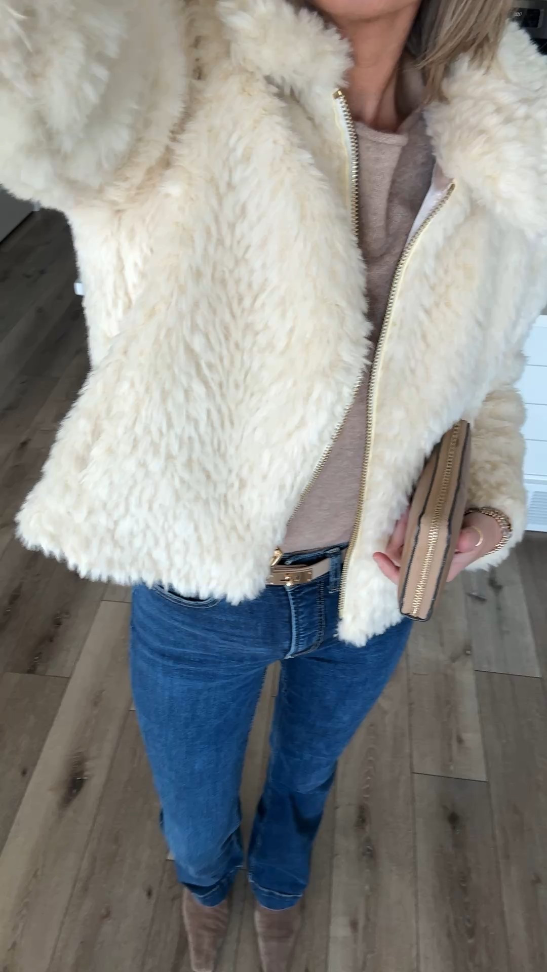 Outfit of the night.  Small faux fur jacket and sweater.  Slimming jeans.  Boots true to size.  

#LTKTall #LTKSaleAlert #LTKOver40