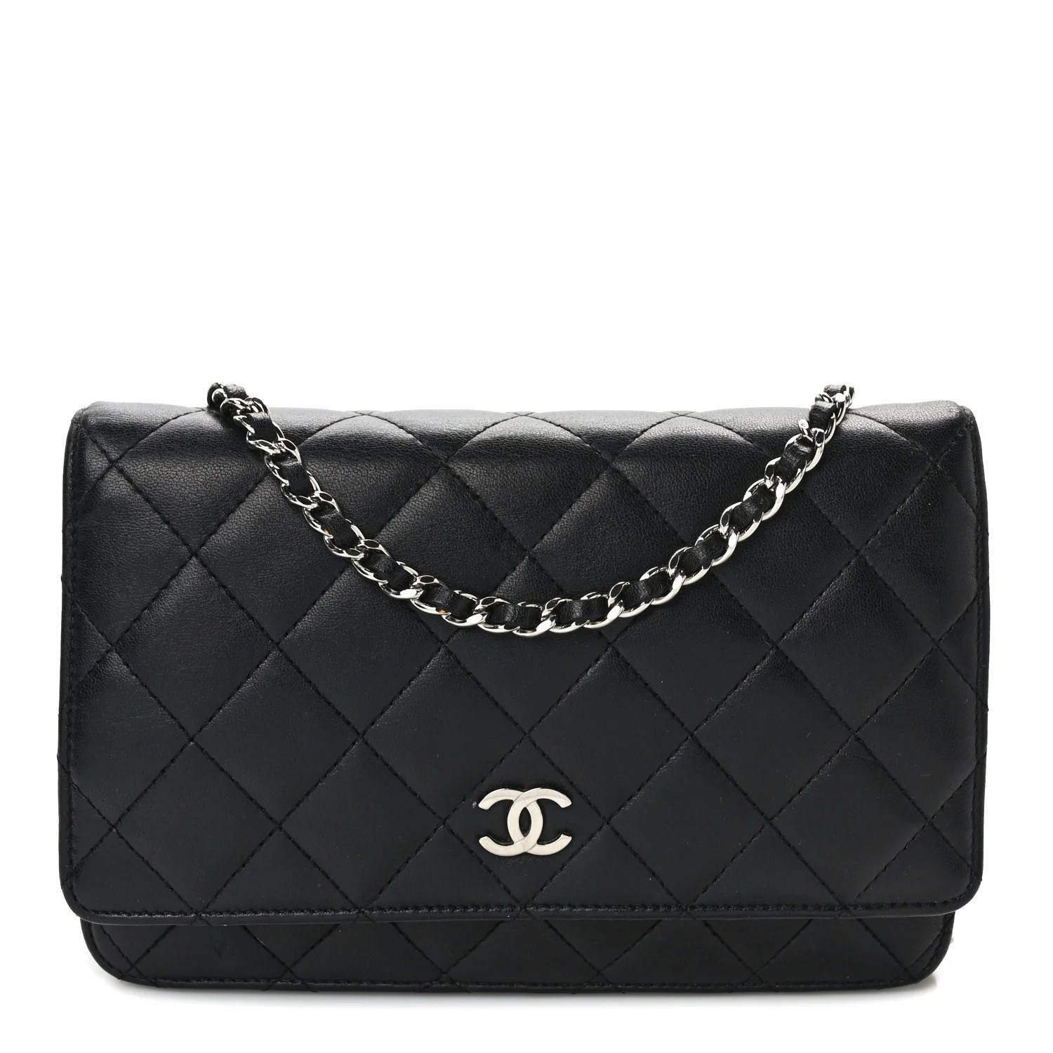 Chanel CHANEL Lambskin Quilted Wallet On Chain WOC Black | FASHIONPHILE (US)