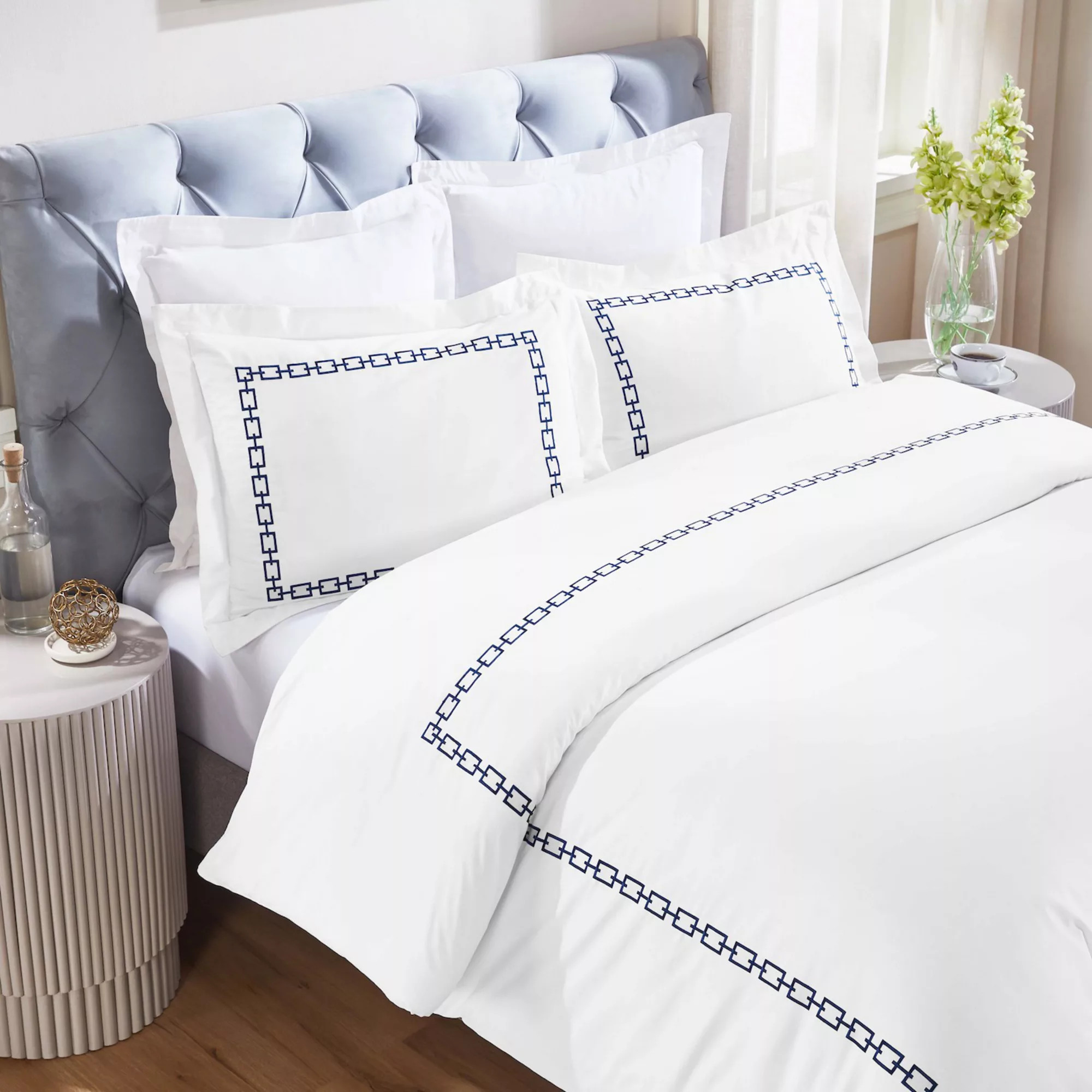SUPERIOR Chain Links Cotton Embroidered 3-Piece Duvet Cover Set | Kohl's