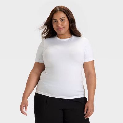 Women's Slim Fit Seamless Short Sleeve T-Shirt - A New Day™ White XXL | Target