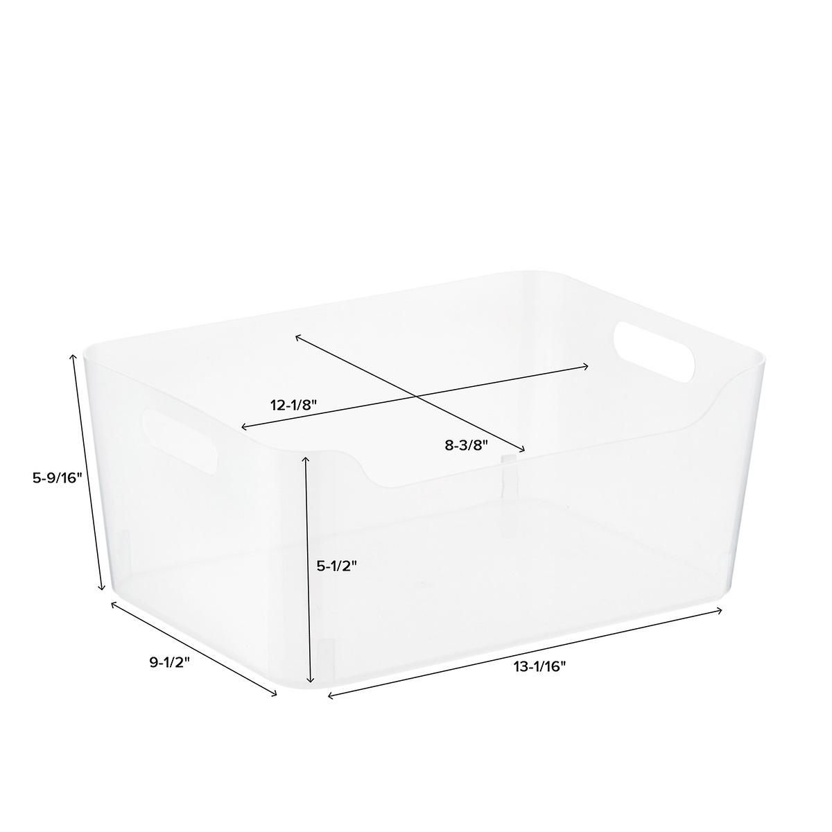 Medium Plastic Storage Bin w/ Handles Light Grey | The Container Store
