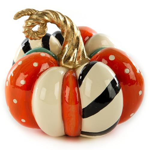 MACKENZIE-CHILDS Mini Patchwork Spice Pumpkin, Decorative Resin Autumn and Halloween Home Decor | Amazon (US)