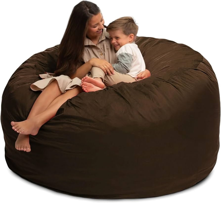 ULTIMATE SACK 6000 6-Foot Bean Bag Chair, Brown Suede Cover – Oversized Foam Lounger, Floor Sea... | Amazon (US)