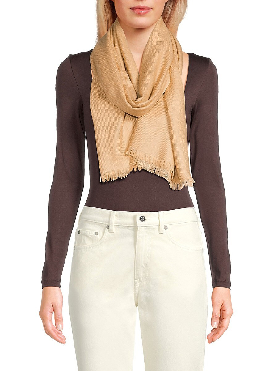 Amicale Women's Fringe Merino Wool Blend Scarf - Camel | Saks Fifth Avenue OFF 5TH