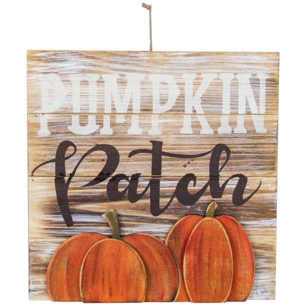 Northlight 12" Pumpkin Patch Fall Harvest Wooden Wall Sign | Walmart (US)