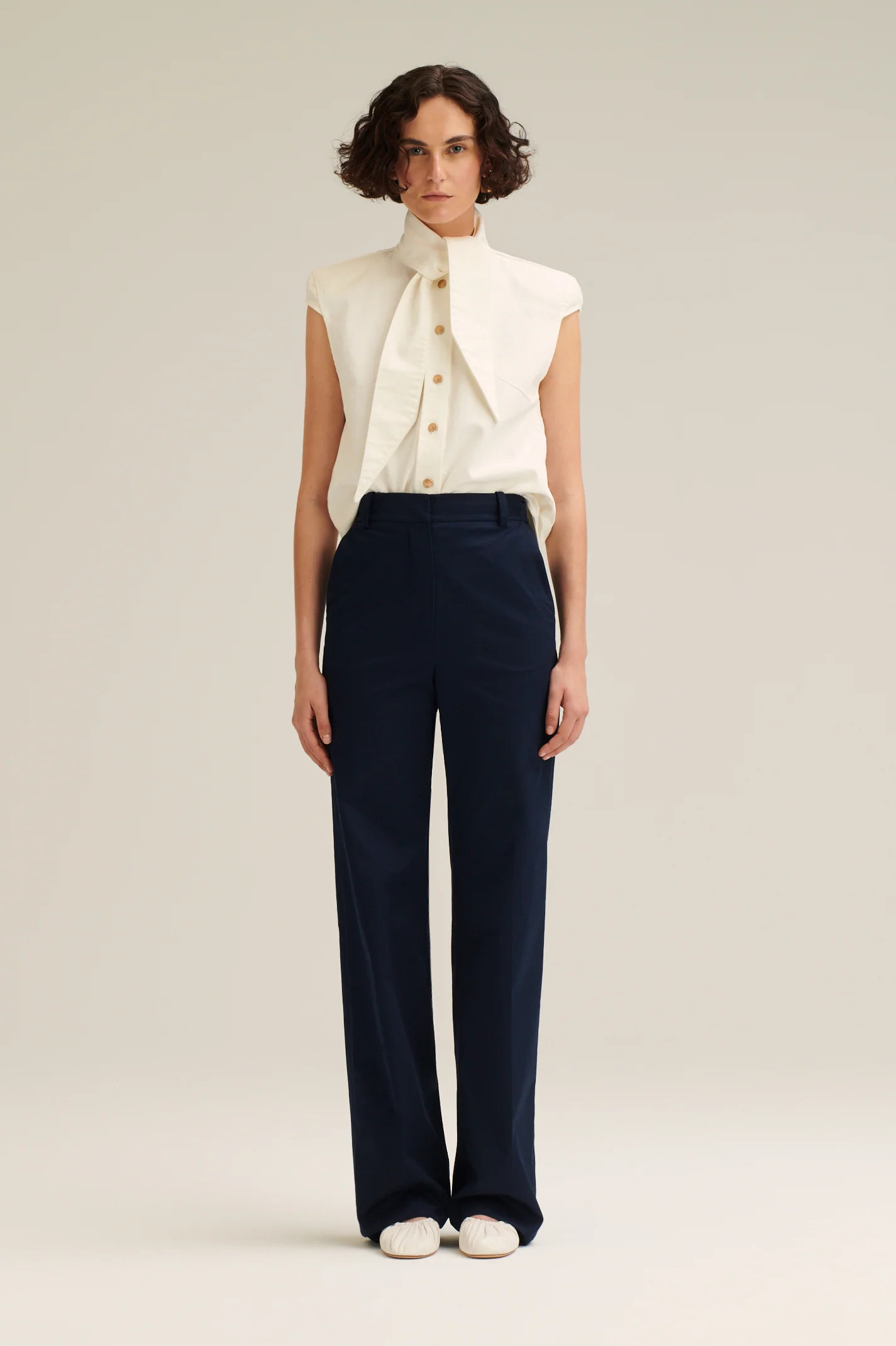SATEEN TAILORED TROUSER - NAVY - Scanlan Theodore | Scanlan Theodore AU