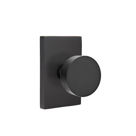 Emtek Privacy Knobset w/ Modern Rectangular Rosette and Round Knob | Wayfair North America