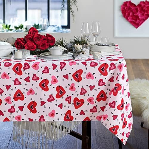 SARAFLORA Valentine's Day Table Cloth Hearts and Arrows Pattern- Rectangle Tablecloth 60x84 Inch-... | Amazon (US)