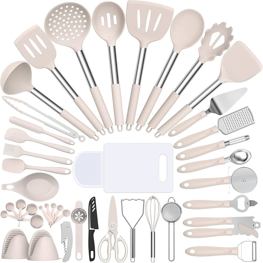 Silicone Cooking Utensil Set, Umite Chef 43 PCS Heat Resistant Kitchen Utensil Gadgets Set-Stainl... | Amazon (US)