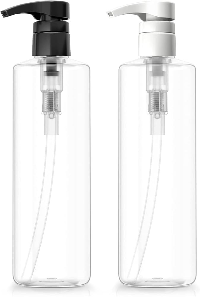 Bar5F Plastic Lotion Bottles with Black & White Pumps, 16 oz | Leak Proof, Empty Clear Cylinder, ... | Amazon (US)