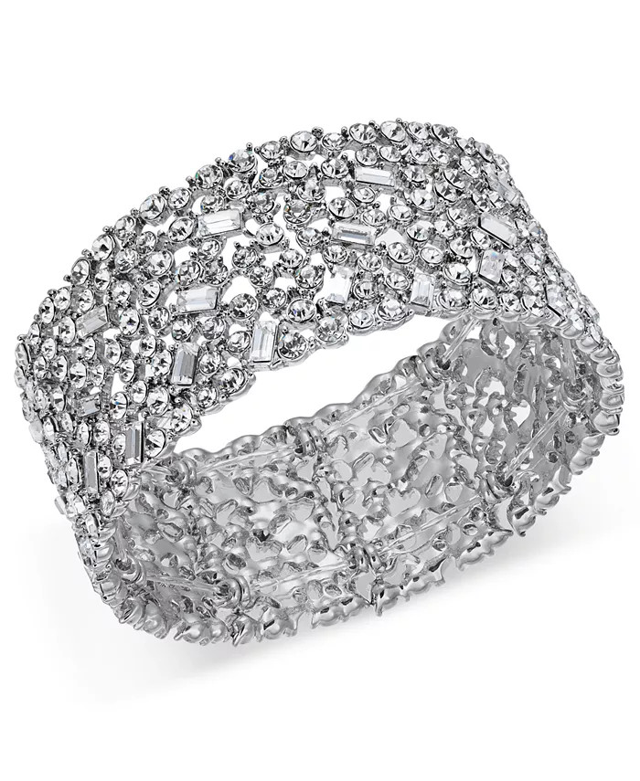INC International Concepts Wide Crystal Cluster Stretch Bracelet, Created for Macy's & Reviews - ... | Macys (US)